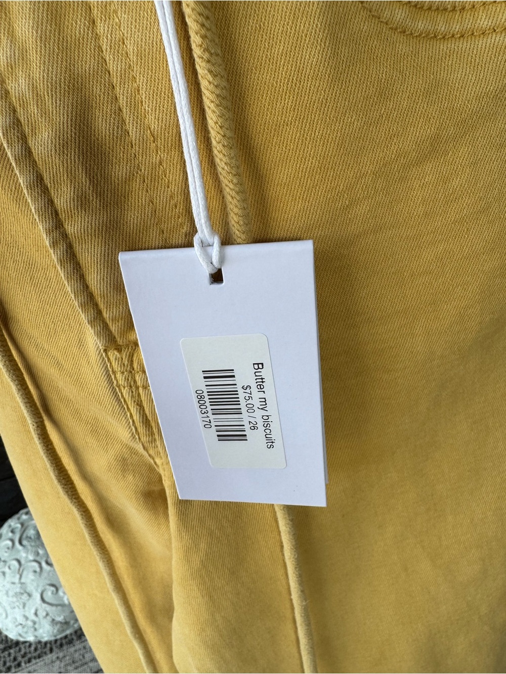 High-Rise Cropped Women’s Jeans in Mustard Yellow by - Picture 3 of 7